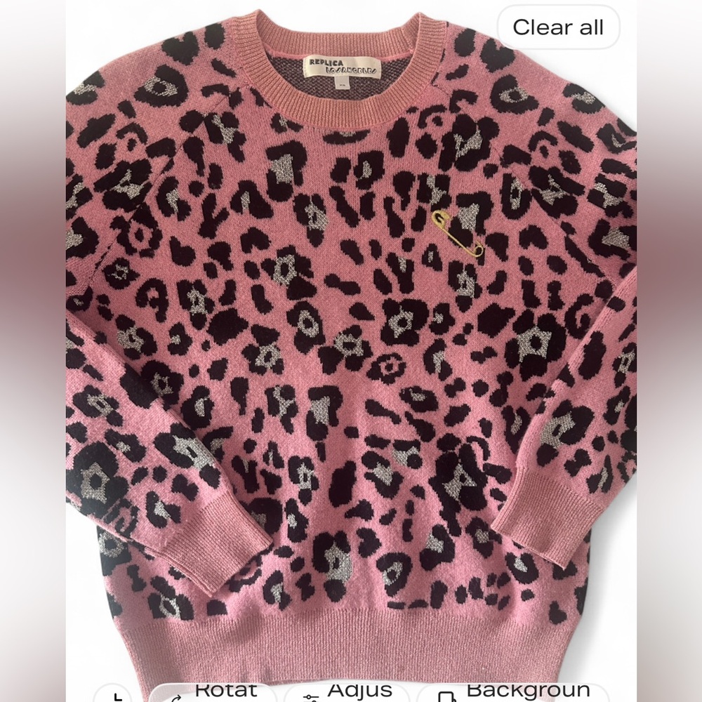Pink Leopard Print wool/ cashmere  Sweater